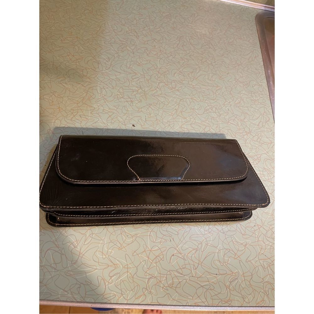BLACK Leather Clutch 21-125
